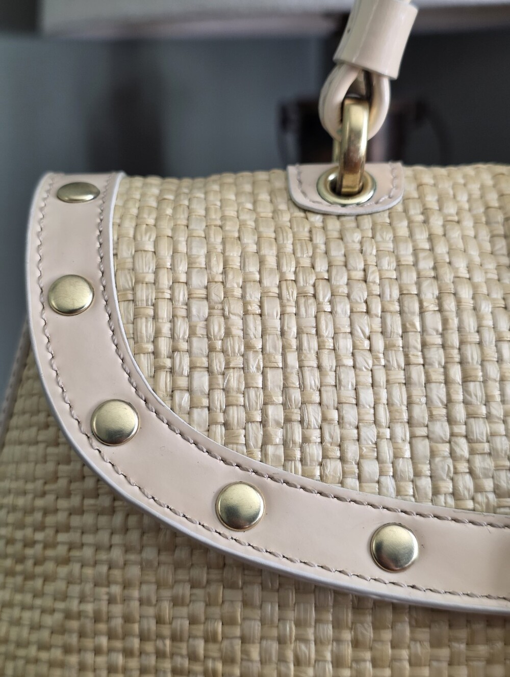 Coach F11687 Soho Woven Straw Patent Leather Satchel Ivory Summer Y2K Bag - Picture 7 of 16